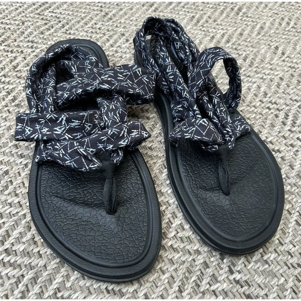 Sanuk Womens Yoga Sling Thong Sandals Yoga Mat Blue Flats Size 10 Flip Flop